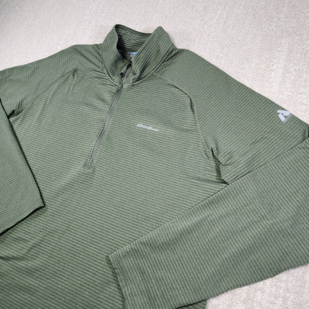 Eddie Bauer Sweatshirt Men 2XL First Ascent 1/4 Zip Pullover‎ Green Grid Fleece